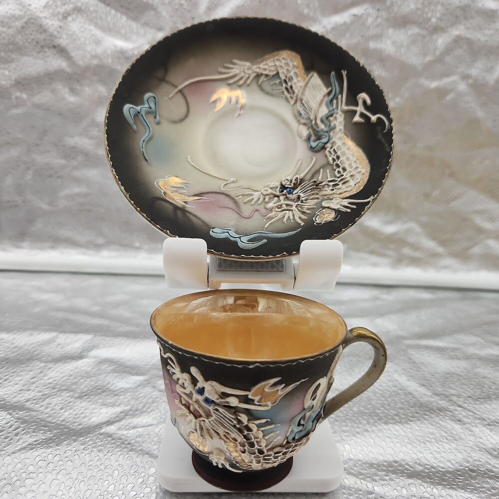 China Teacup Saucer Set Brown Dragon Occupied Japan No Chips, Cracks, Flaws VTG